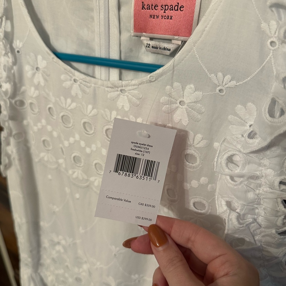 UPDATED INFO New with tags Kate Spade 100% cotton white eyelet dress size 12